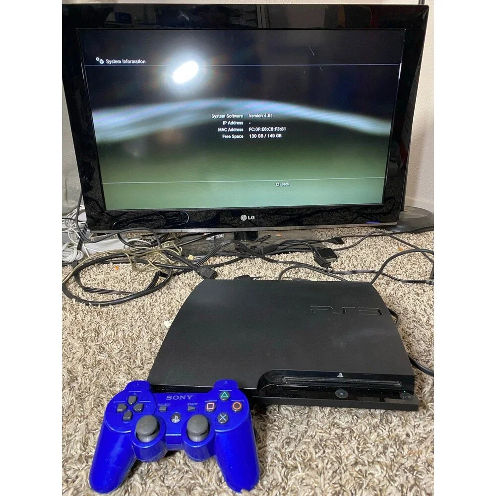 Sony PlayStation PS3 Slim Console CECH-3001A 160GB Controller Cords tested